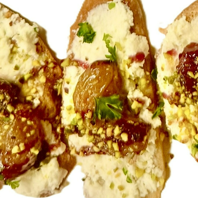 Burnt Grapes & Feta Crostini's.