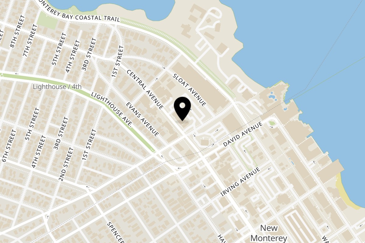 Map showing the location of il vecchio on 110 Central Ave in Pacific Grove